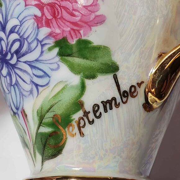 Norcrest Teacup and Saucer September Birthday Aster Vintage - Picture 4 of 10